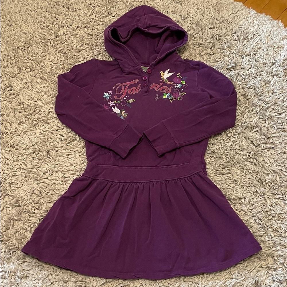 Disney Fairies Tinkerbell Purple Hooded Dress, Size 7/8